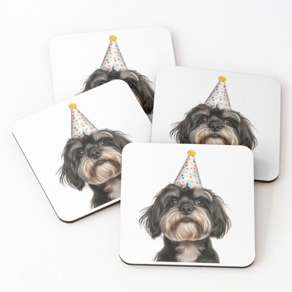 Item preview, Cute Tibetan Terrier dog with Party Hat Birthday Celebration designed and sold by LazyOwlStore.