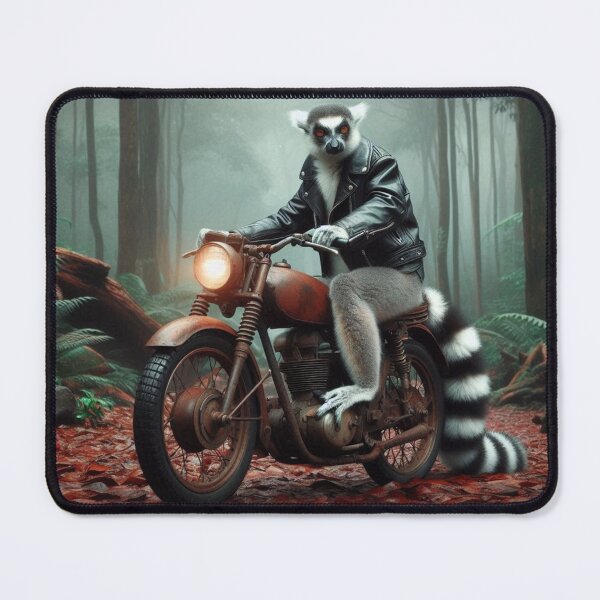 Item preview, lemur and old motorcycle designed and sold by Dogandesighn.