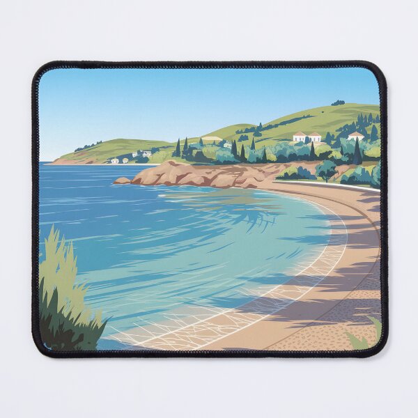Item preview, Pissouri Bay, Cyprus: Curved Pebble Beach in Summer Warmth designed and sold by LSVart.