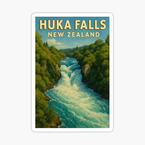 Item preview, Huka Falls, Neuseeland, Wald und Stromschnellen designed and sold by Places On Earth.