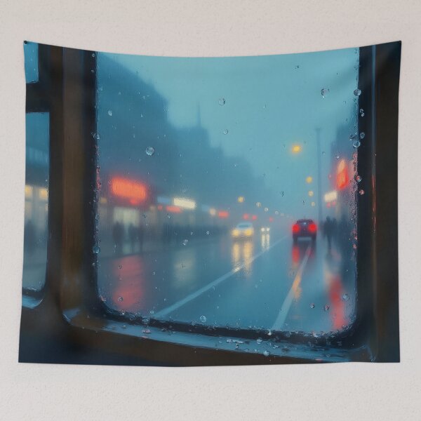 Item preview, steamy tram car window view designed and sold by Metaverse8.
