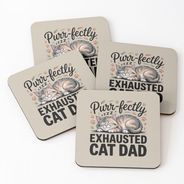 Item preview, Exhausted Cat Dad T-Shirt, Funny Cat Lover Gift, Cat Dad Apparel designed and sold by CrafteeTrends.