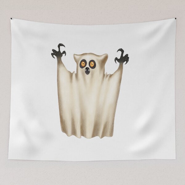 Item preview, Ghost character with exaggerated features and glowing eyes in a spooky Halloween costume designed and sold by Ms. Iryna.