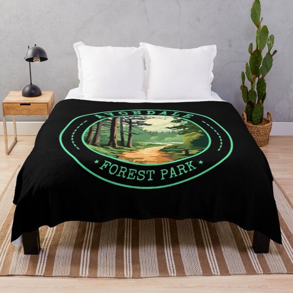 Item preview, Avondale Forest Park in Wicklow, Ireland Retro Travel Art Circle Badge designed and sold by MaateoDesign.