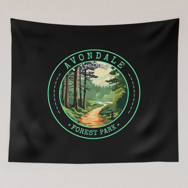 Item preview, Avondale Forest Park in Wicklow, Ireland Retro Travel Art Circle Badge designed and sold by MaateoDesign.