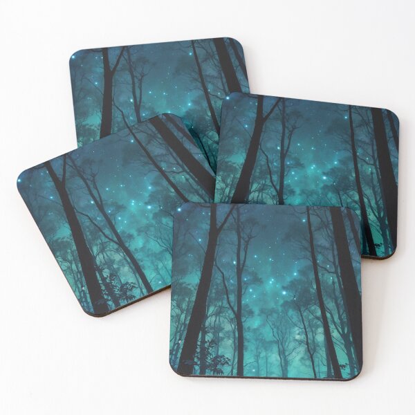 Item preview, Mystical Forest with Glowing Blue Fireflies at Night designed and sold by The Artfiller.
