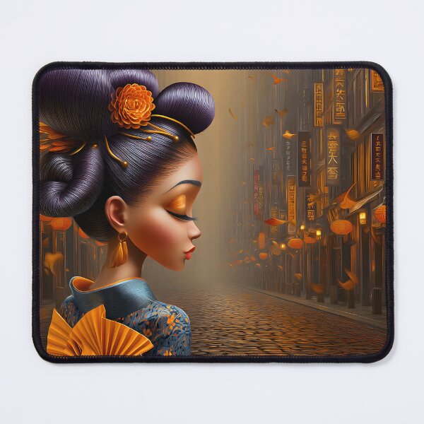 Item preview, Elegant woman in traditional attire on cobblestone street. designed and sold by Artessie.