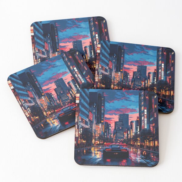Item preview, Cyberpunk Sports car at night in city designed and sold by TheArtistOf2022.