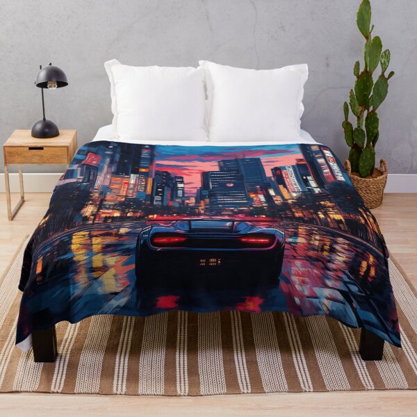 Item preview, Cyberpunk Sports car at night in city designed and sold by TheArtistOf2022.