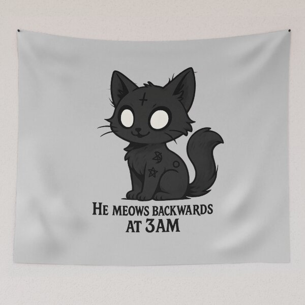 Item preview, Backwards Meowing Cat at 3 AM designed and sold by MysticArtisan.