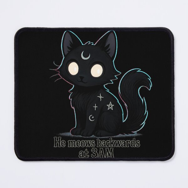 Item preview, Midnight Backwards Meowing Cat designed and sold by MysticArtisan.