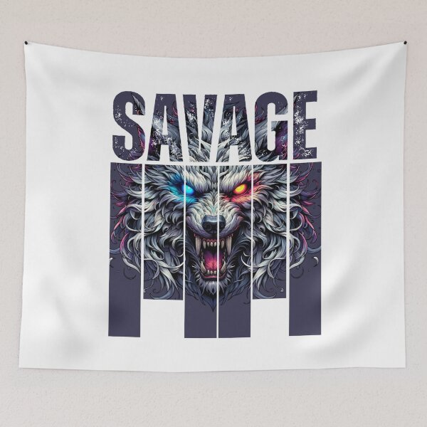 Item preview, Savage Wolf Split Art – Fierce Dual-Eye Beast Design designed and sold by Karim-Karem.