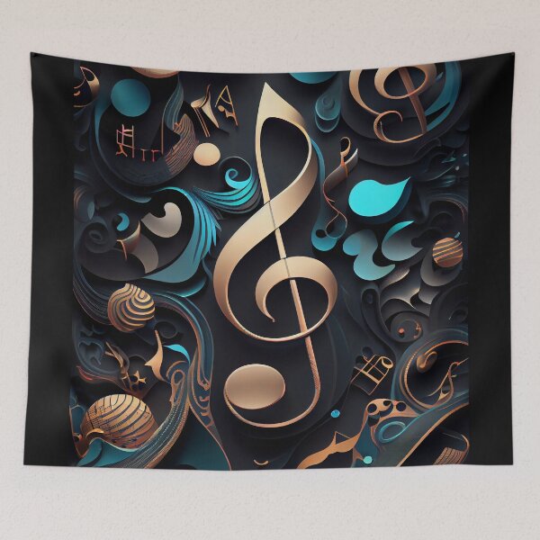 Item preview, Melodic Currents: Gold and Teal Music Abstract designed and sold by ShadowAndSlate.