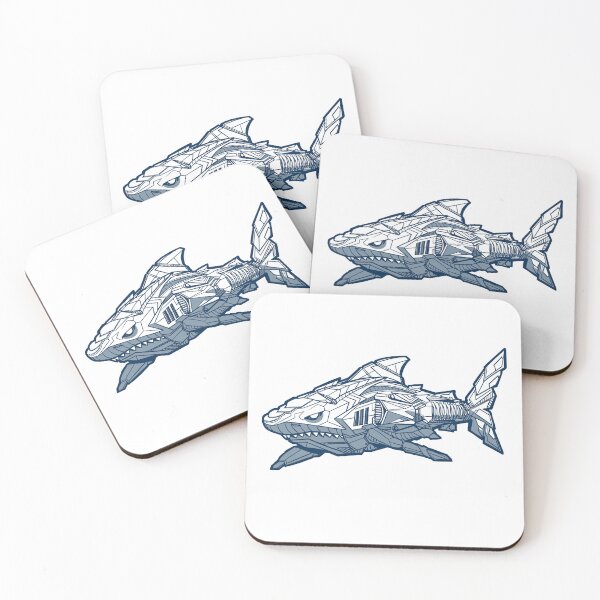 Item preview, A giant great white shark in a mecha, black and white version designed and sold by fifou96.