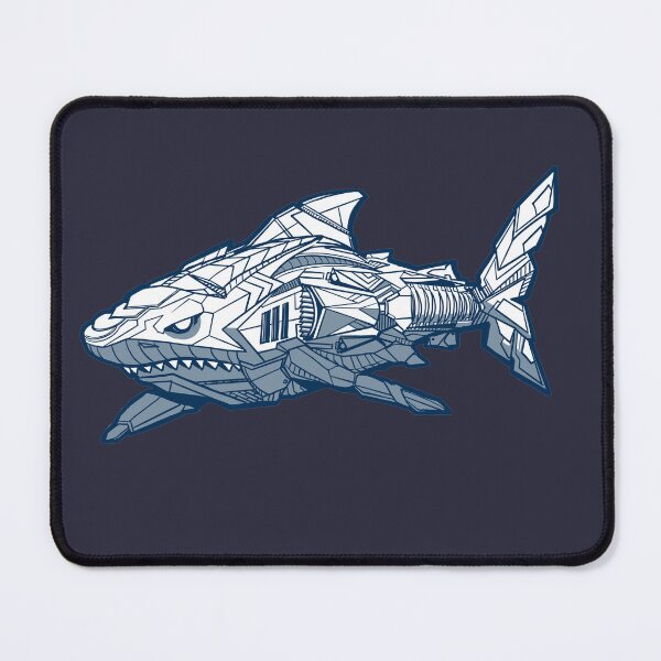 Item preview, A giant great white shark in a mecha, black and white version designed and sold by fifou96.