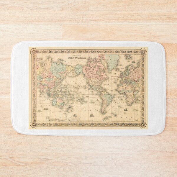 Item preview, Antique World Map – 1850s Explorer Edition designed and sold by Angry Swan Designs.