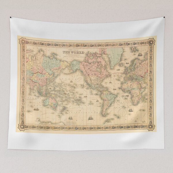 Item preview, Antique World Map – 1850s Explorer Edition designed and sold by Angry Swan Designs.