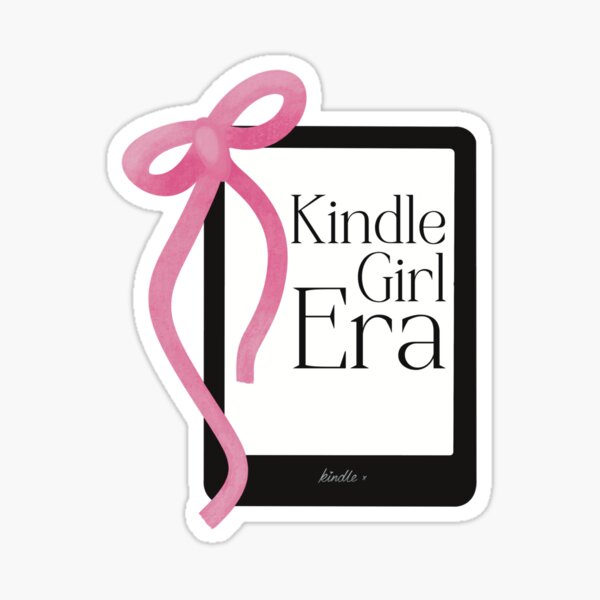 Artikel-Vorschau von Ästhetischer Aufkleber aus der Kindle-Girl-Ära | Rosa Schleife Pastell E-Reader-Design für Buchliebhaber, designt und verkauft von chattycreations.