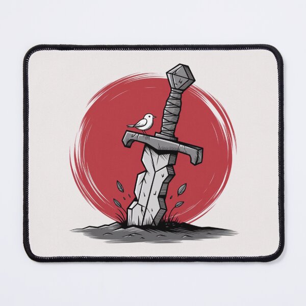 Item preview, a bird and an aged stone sword thrust into the earth designed and sold by 123ks.