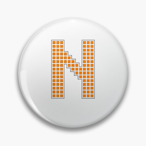 Artikelvorschau, Großbuchstabe N – Orangefarbener Pixelblock entworfen und verkauft von PixelGlyphs.