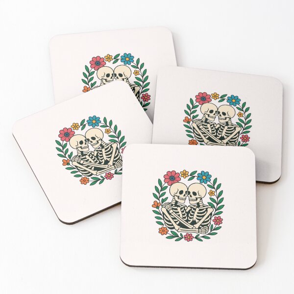 Item preview, Floral Skeleton Hug – Skeleton Couple Embrace with Colorful Flower Circle designed and sold by ColorSplash123.
