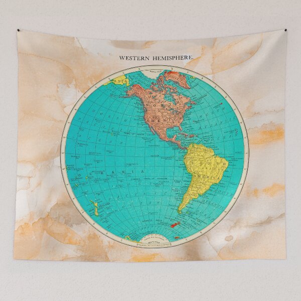 Item preview, Vintage Map of the Western Hemisphere designed and sold by Angry Swan Designs.