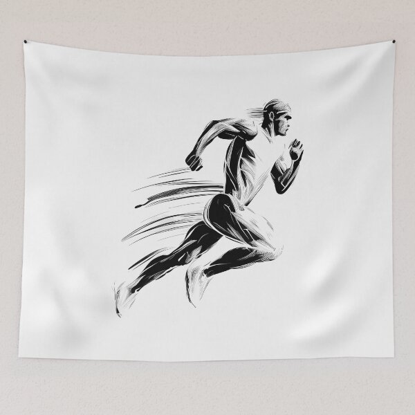 Item preview, Dynamic Dash: Male Sprinter Line Art designed and sold by ShadowAndSlate.