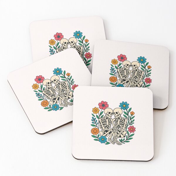 Item preview, Floral Skeleton Hug – Skeleton Couple Embrace with Colorful Flower Circle designed and sold by ColorSplash123.