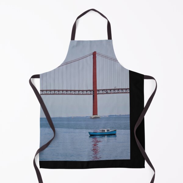 Item preview, Blue Motorboat In Front Of The Red Bridge designed and sold by MadeulookArt.