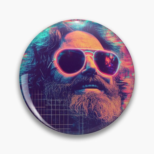 Item preview, Neon Synthwave Portrait – 80s Retro Aesthetic Bearded Man Desig designed and sold by PixelMuse2024.