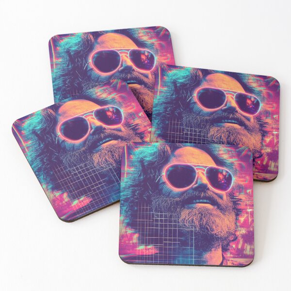 Item preview, Neon Synthwave Portrait – 80s Retro Aesthetic Bearded Man Desig designed and sold by PixelMuse2024.