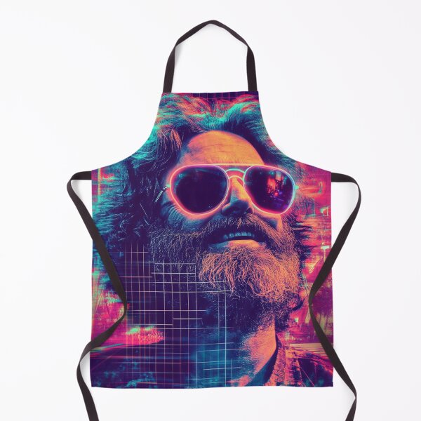 Item preview, Neon Synthwave Portrait – 80s Retro Aesthetic Bearded Man Desig designed and sold by PixelMuse2024.