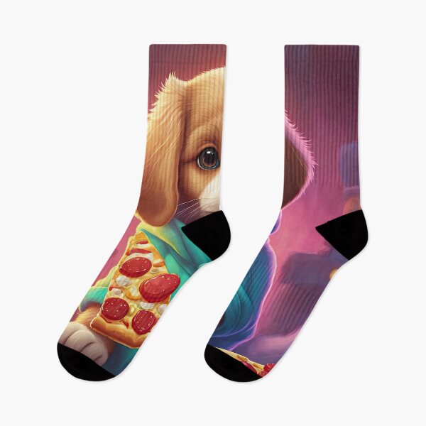 Item preview, Folk Art Puppy eating Pizza designed and sold by Colin Bentham.