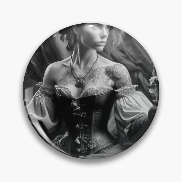 Item preview, "Moonlit Corsair Queen - Black & White Pirate Art" designed and sold by Ghost Archer Illusions.