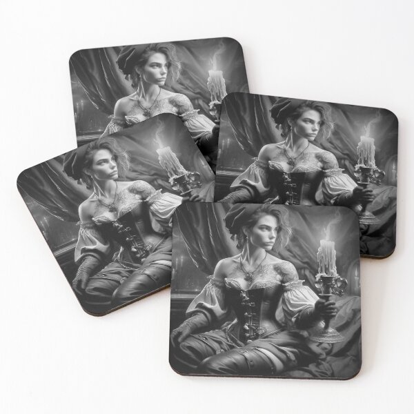 Item preview, "Moonlit Corsair Queen - Black & White Pirate Art" designed and sold by Ghost Archer Illusions.