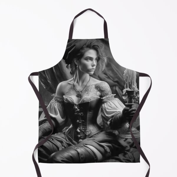 Item preview, "Moonlit Corsair Queen - Black & White Pirate Art" designed and sold by Ghost Archer Illusions.