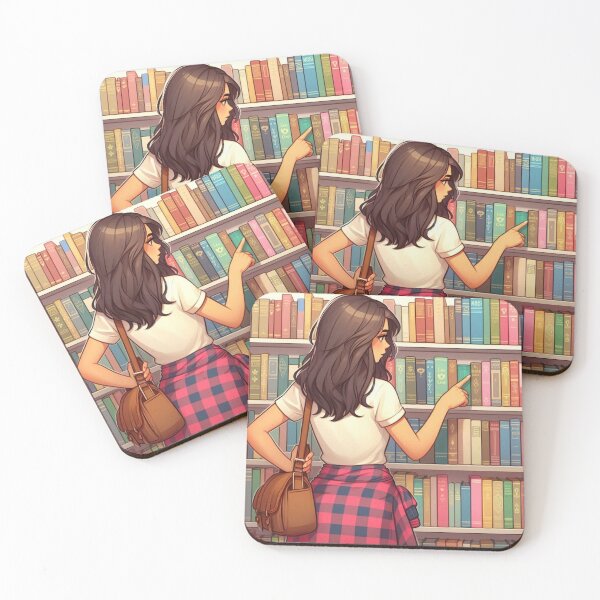 Item preview, Girl looking at books designed and sold by PennyEmber.