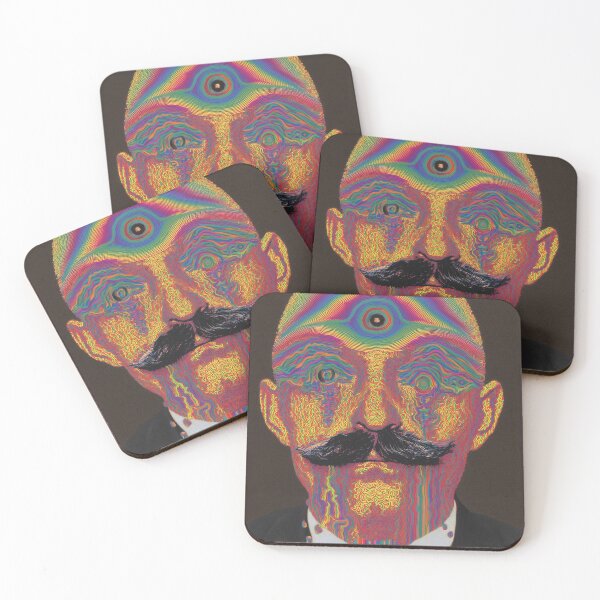 Item preview, Surreal Neon George Gurdjieff Vintage Abstract Psychedelic Art designed and sold by Mystikos Art.