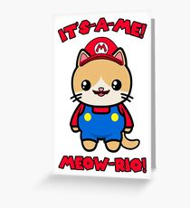Cat Cute Funny Kawaii Mario Parody Greeting Card