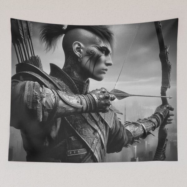 Item preview, "Shadow Archer Warlord - Monochrome Fantasy Art" designed and sold by Ghost Archer Illusions.