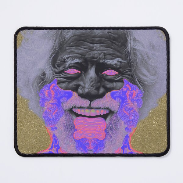 Item preview, Surreal Neon Smiling Alexander Shulgin Vintage Psychedelic Abstract Art designed and sold by Mystikos Art.