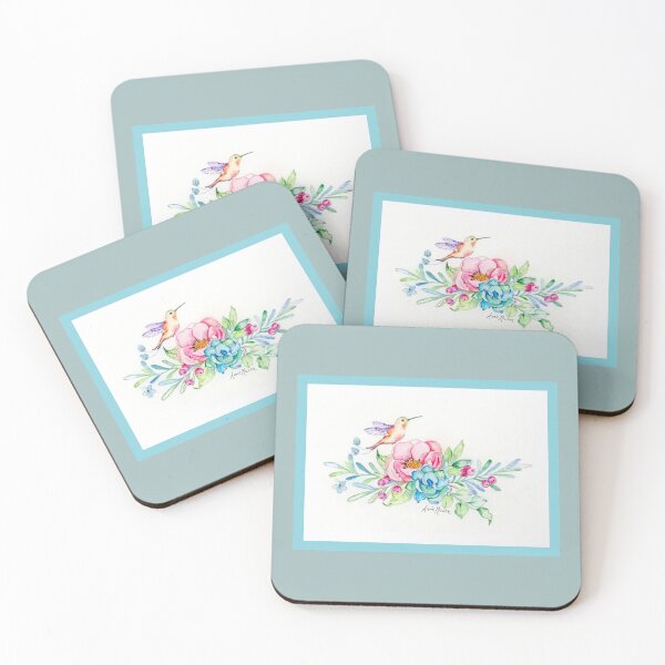 Item preview, Hummingbird in Paradise - watercolor illustration designed and sold by Annie Mason Art.