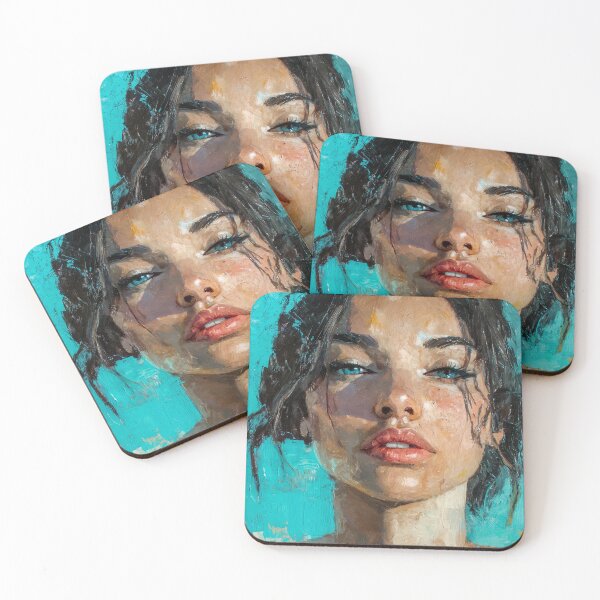 Item preview, Turquoise look and sensual lips by Elin Norrgård designed and sold by VelvetEchoArt.