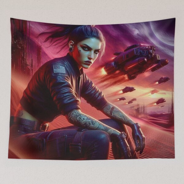 Item preview, "Starlit Samurai Rebel - Neon Cyberpunk Art" designed and sold by Ghost Archer Illusions.