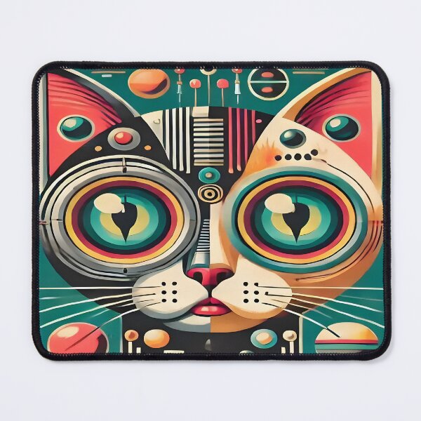 Item preview, Mid Century Retro Futuristic Circuit Cat designed and sold by Lee Hiller Designs.