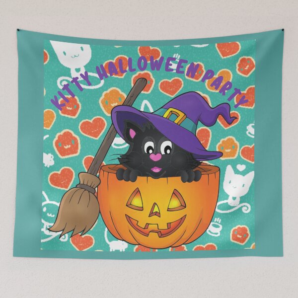 Item preview, Kitty Halloween Pary designed and sold by Dream Bloom Gallery.