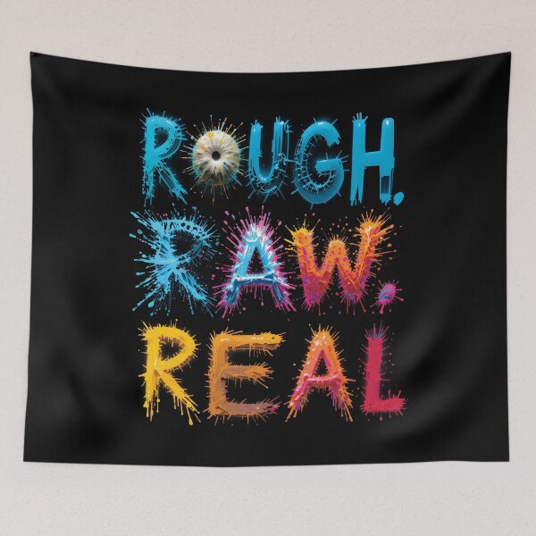 Item preview, ROUGH RAW REAL - Grunge Typography Art | Rebel Street Style designed and sold by BrushRushX.