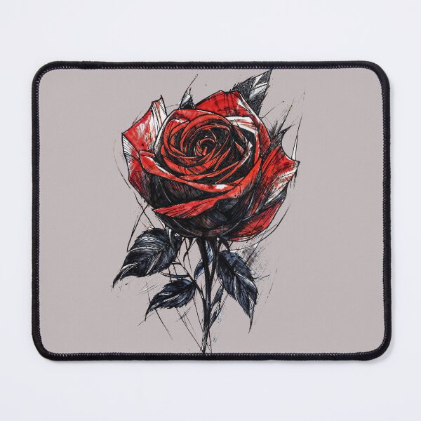 Item preview, Dark Gothic Red Rose Sketch – Grunge Tattoo Style Floral Art Design designed and sold by IdeaSmith.