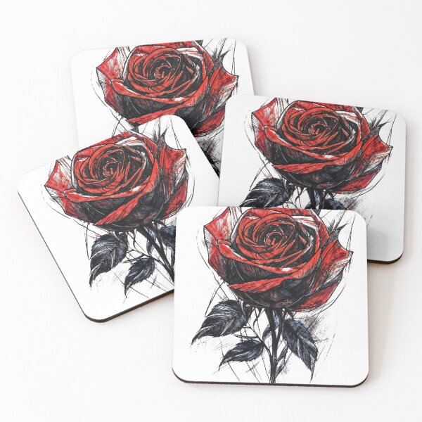 Item preview, Dark Gothic Red Rose Sketch – Grunge Tattoo Style Floral Art Design designed and sold by IdeaSmith.