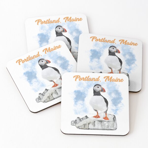 Item preview, Maine Puffin and City designed and sold by ArtRoyal13.